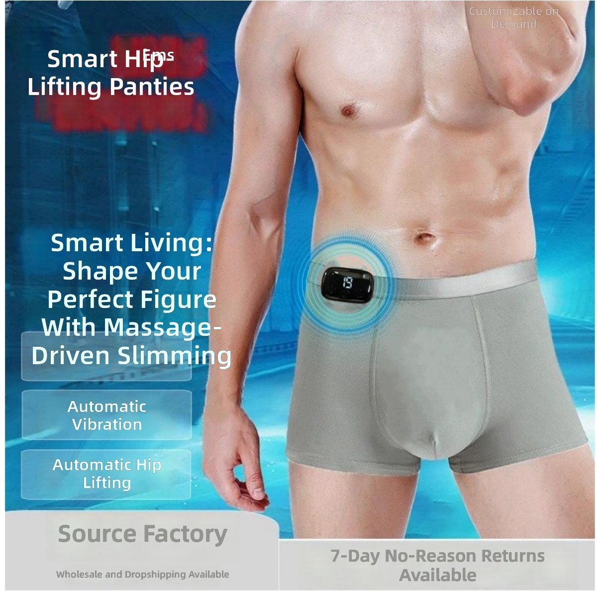 Smart EMS Microcurrent Hip Lifting Underwear USB Rechargeable Vibration Massage Shaping Panties for Women