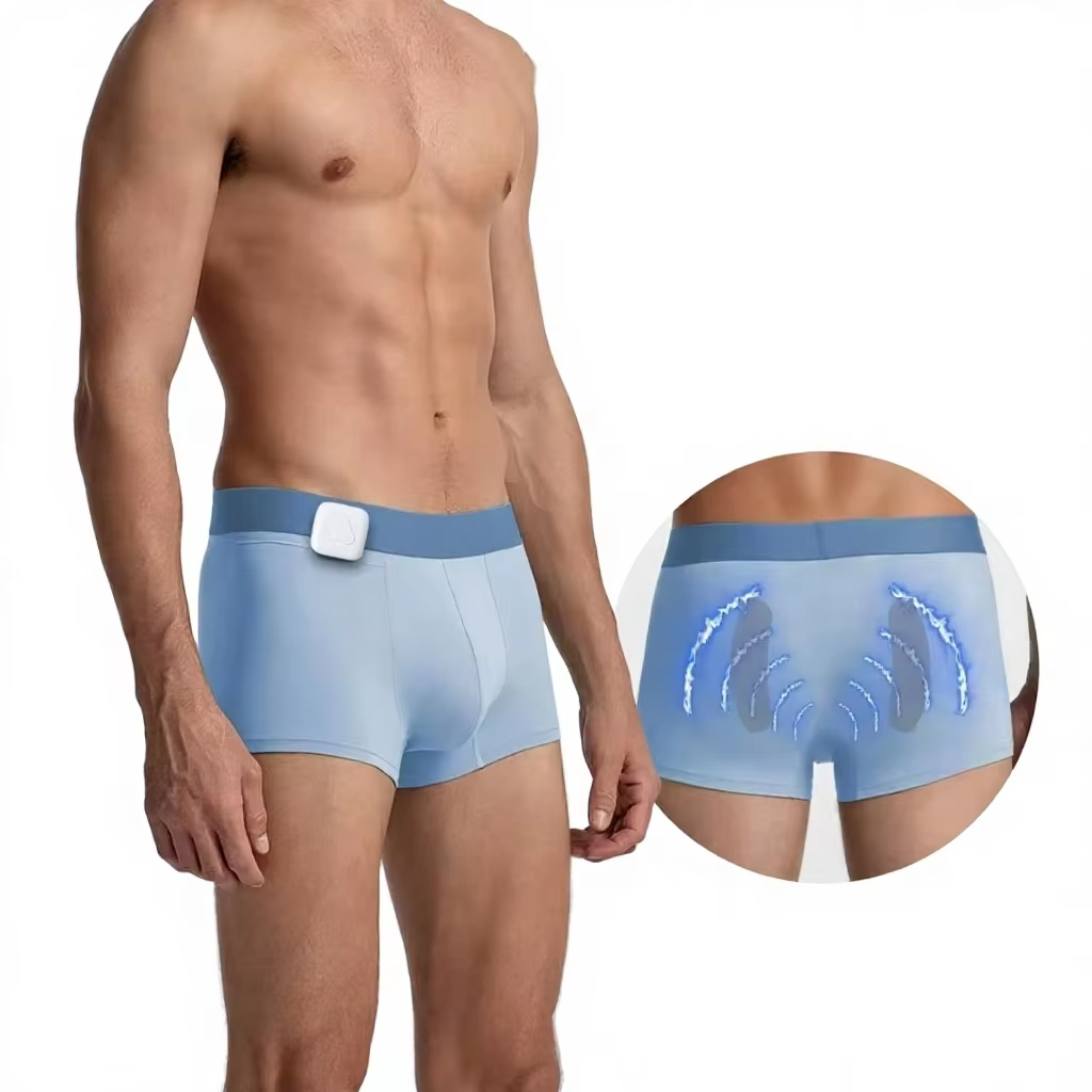 Men's EMS Pulse Massage Underwear, Energy Stone Acupoint Care Boxer Briefs, Changqiang Yingwei Points, Detachable Controller