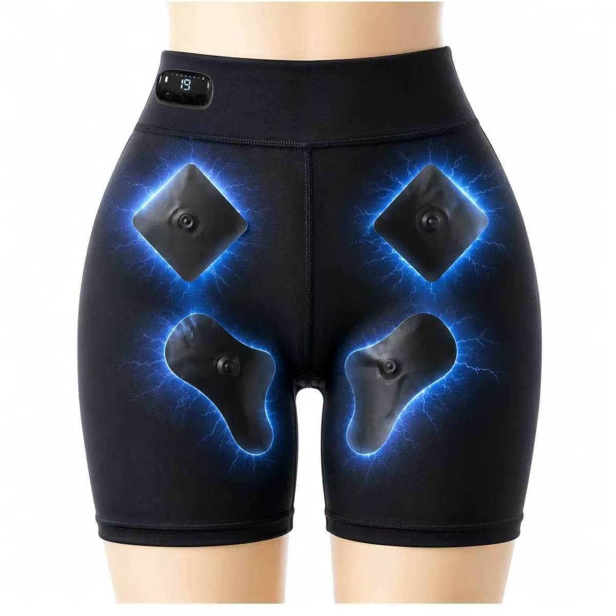 EMS Microcurrent Hip-Lifting Shorts - 8 Modes, 19 Intensity Levels, Breathable Fabric for Shaping & Toning