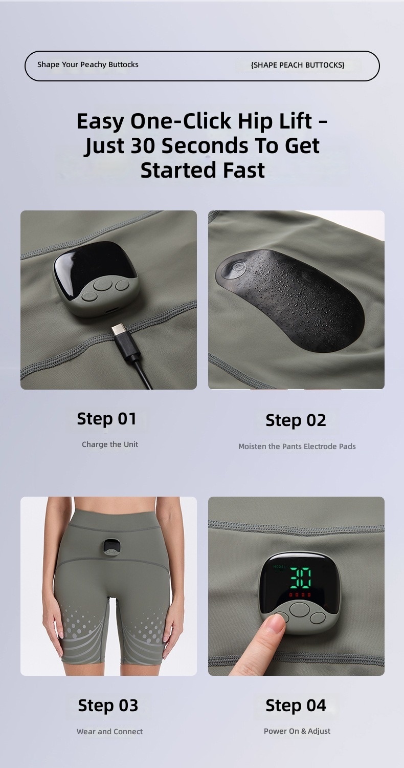 USB Rechargeable Smart EMS Hip Lifting Shorts 30 Intensity Levels Wireless Glute Trainer for Home Fitness