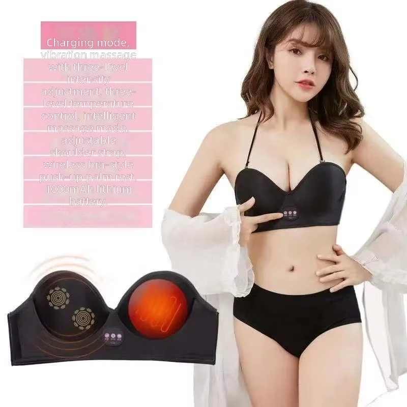 USB Rechargeable Smart Breast Massager Wireless Heating Vibration Chest Massage Bra 3D Shaping Electric Breast Care Device