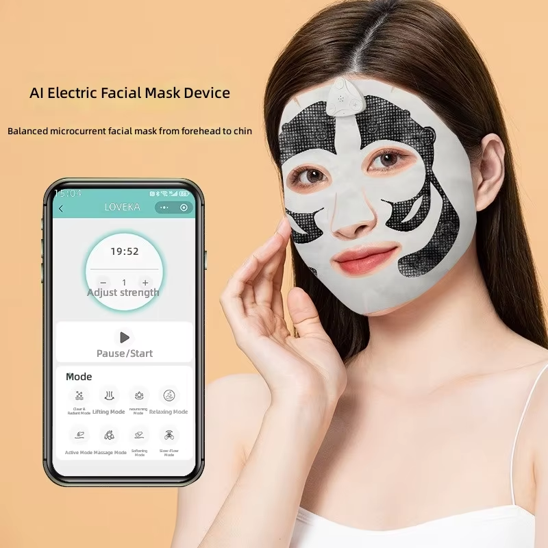 EMS Microcurrent Facial Mask Device AI Voice Control Mini Program APP 8 Modes Electric Face Massager Lifting Firming Anti Aging