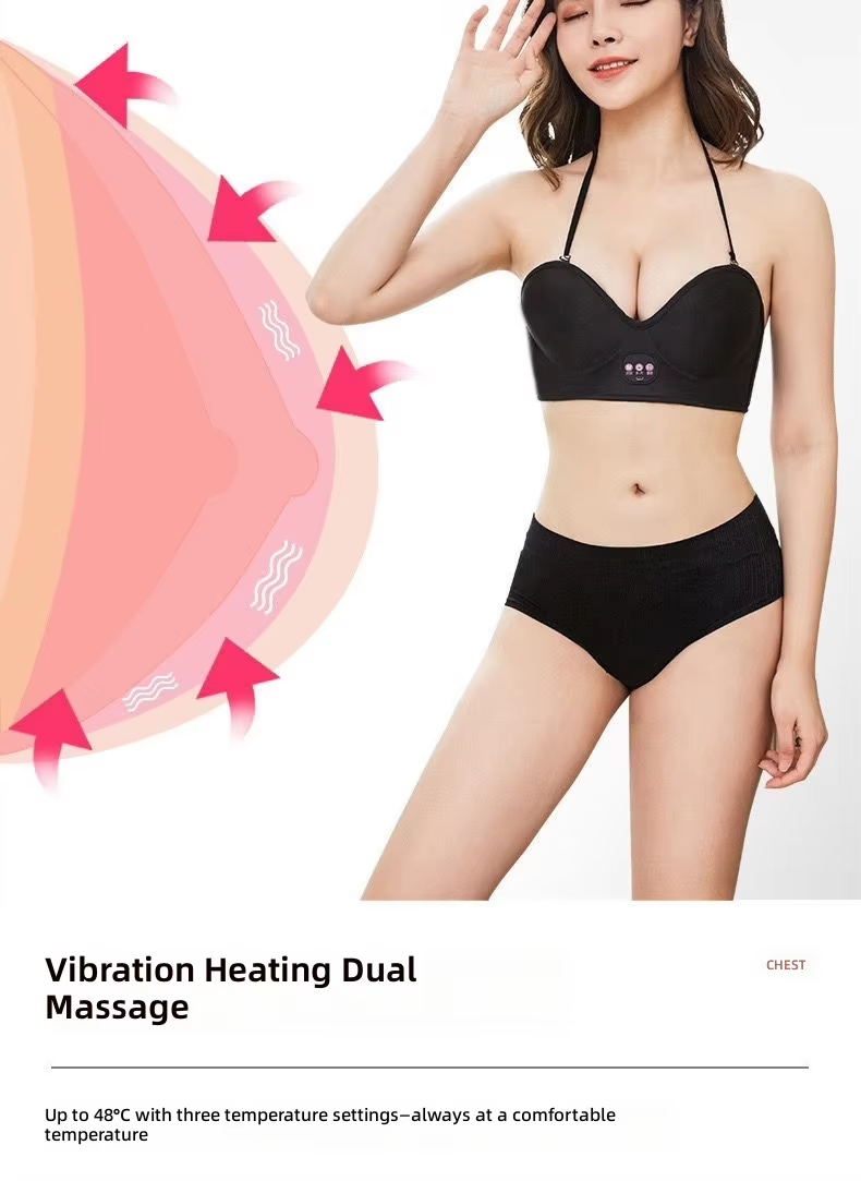 USB Rechargeable Smart Breast Massager Wireless Heating Vibration Chest Massage Bra 3D Shaping Electric Breast Care Device