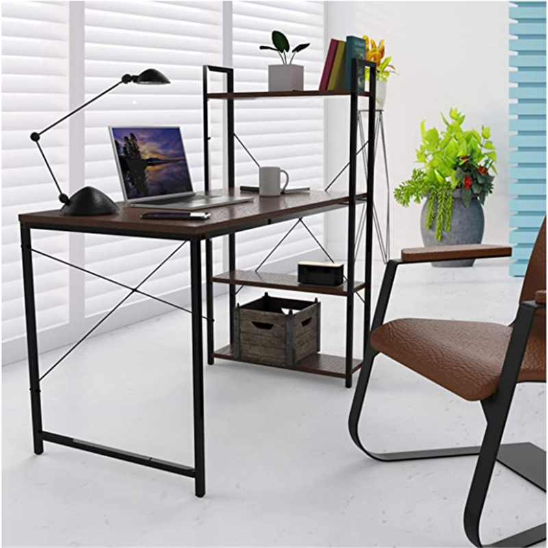 computer desk with side shelves