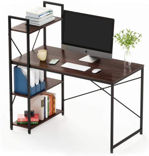 computer desk with side shelves