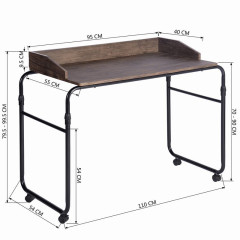 Movable computer desk with wheels