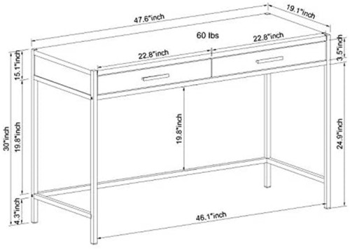 modern computer desk with 2 drawers