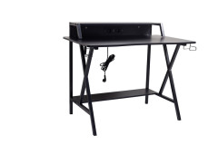 game desk with headset holders