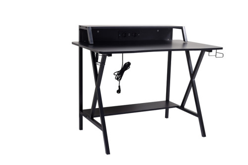 game desk with headset holders