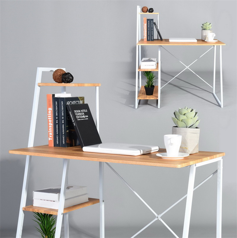 computer desk with side shelf