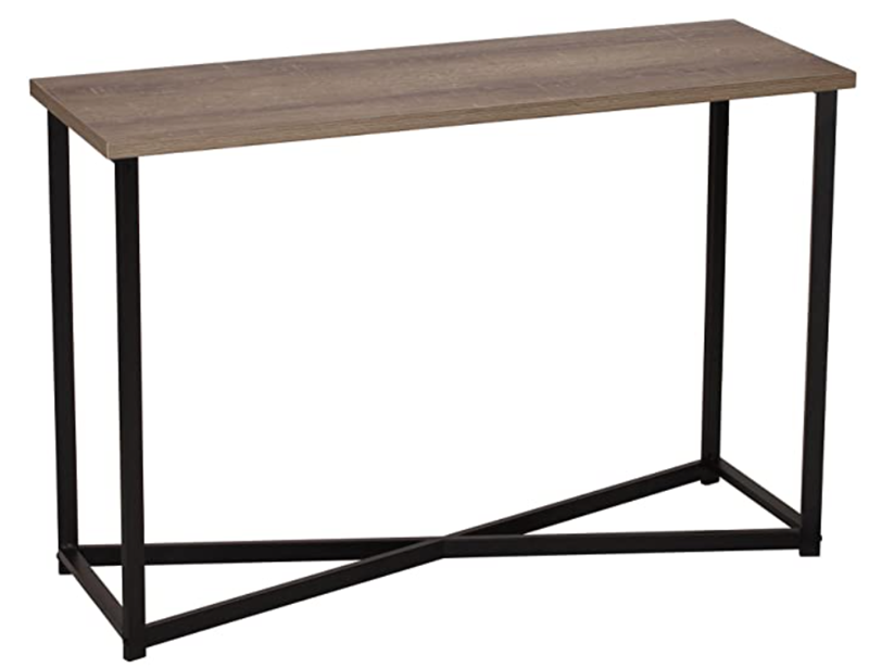 Narrow Nightstand for Small Spaces, End Table, Sofa Side Table Shelf, for Living Room, Entryway, Bedroom, X Metal Frame and Easy Assembly, Rustic Brown