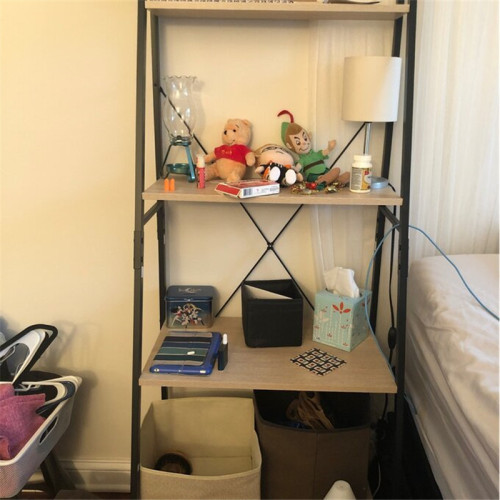 A-shape shelf with 4 Tier Bookcase,bookshelf for multi-purpose in living room or bedroom Light Brown & Black