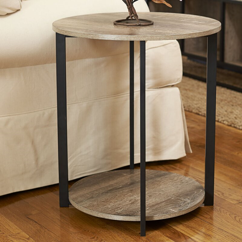 ROUND SOFA TABLE,END TABLE,ROUND TABLE WITH 2 TIRES FOR LIVING ROOM