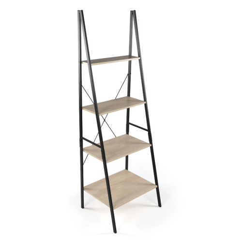 A-shape shelf with 4 Tier Bookcase,bookshelf for multi-purpose in living room or bedroom Light Brown & Black