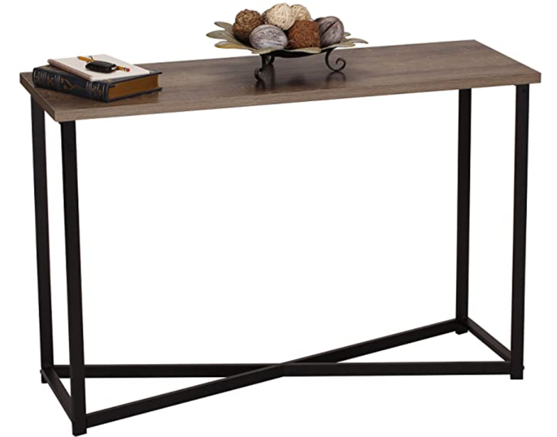 Narrow Nightstand for Small Spaces, End Table, Sofa Side Table Shelf, for Living Room, Entryway, Bedroom, X Metal Frame and Easy Assembly, Rustic Brown