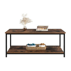 Coffee Table with Metal Frame,2-Tier Tea Table with Storage Shelf,Cocktail Table TV Stand Side End Table, Accent Furniture for Home Office Living Room
