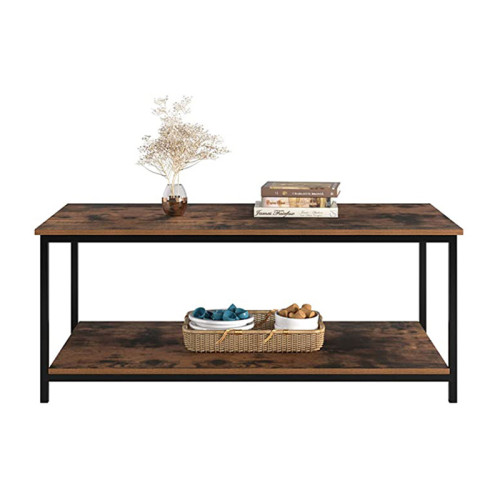 Coffee Table with Metal Frame,2-Tier Tea Table with Storage Shelf,Cocktail Table TV Stand Side End Table, Accent Furniture for Home Office Living Room