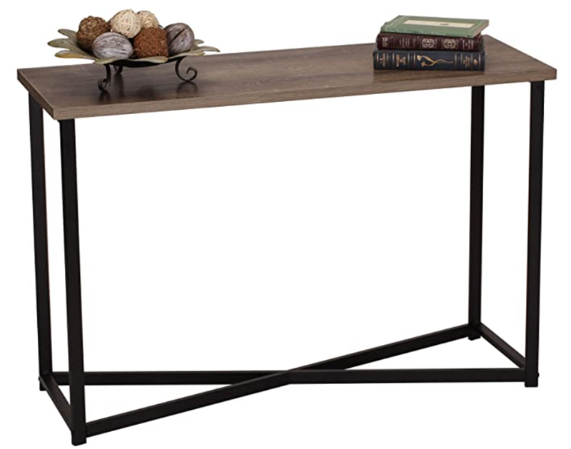 Narrow Nightstand for Small Spaces, End Table, Sofa Side Table Shelf, for Living Room, Entryway, Bedroom, X Metal Frame and Easy Assembly, Rustic Brown