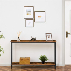 Narrow Nightstand for Small Spaces, End Table, Sofa Side Table with 2-Tier Storage Shelf, for Living Room, Entryway, Bedroom, Metal Frame and Easy Assembly, Rustic Brown