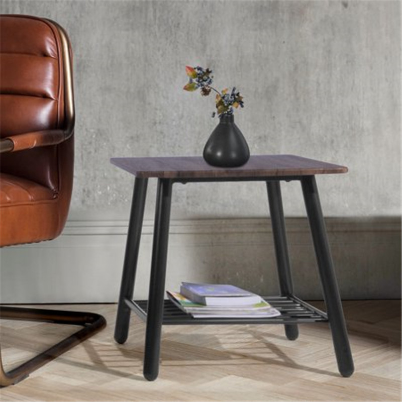 Coffee Table, Coffee Table for Living Room Home Office with Two-Tier Storage Shelf, Rectangle Rustic Coffee Table with Strong Metal Frame, Brown