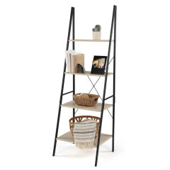 A-shape shelf with 4 Tier Bookcase,bookshelf for multi-purpose in living room or bedroom Light Brown & Black