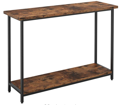 Narrow Nightstand for Small Spaces, End Table, Sofa Side Table with 2-Tier Storage Shelf, for Living Room, Entryway, Bedroom, Metal Frame and Easy Assembly, Rustic Brown