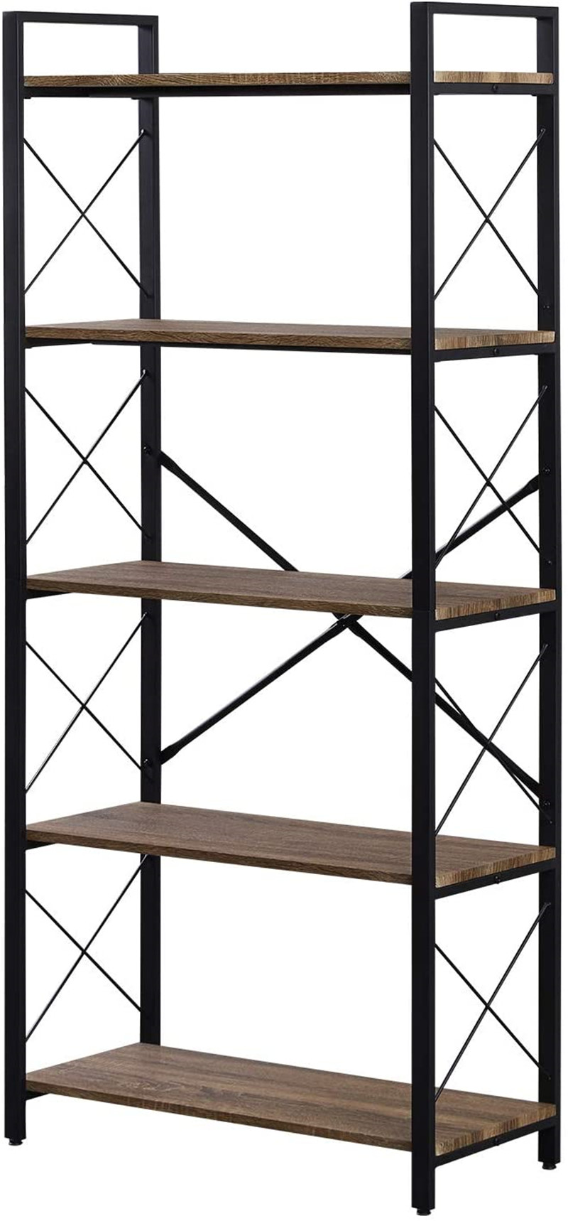 5 Tier Bookshelf, Tall Bookcase Shelf Storage Organizer, Modern Book
