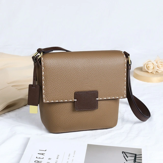 Simple single shoulder crossbody bucket bag