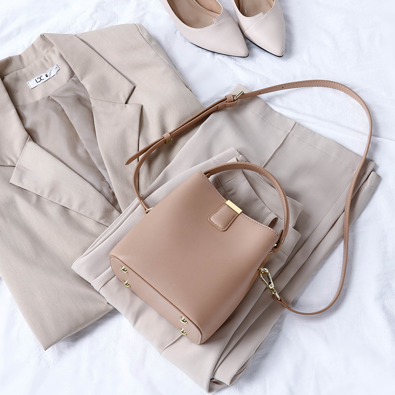 Genuine leather female bag summer bucket bag