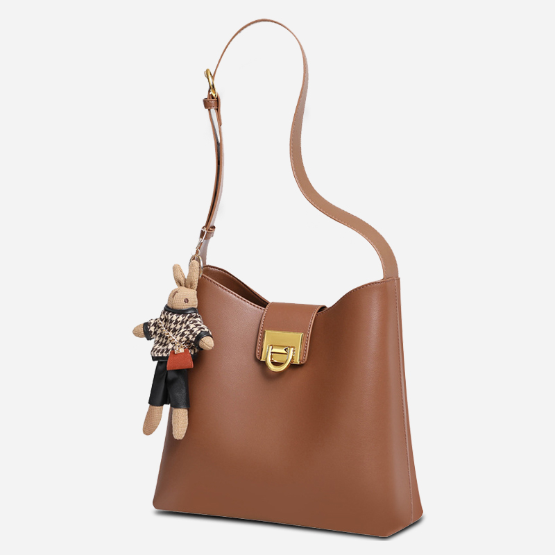 Genuine leather fashion bucket bag
