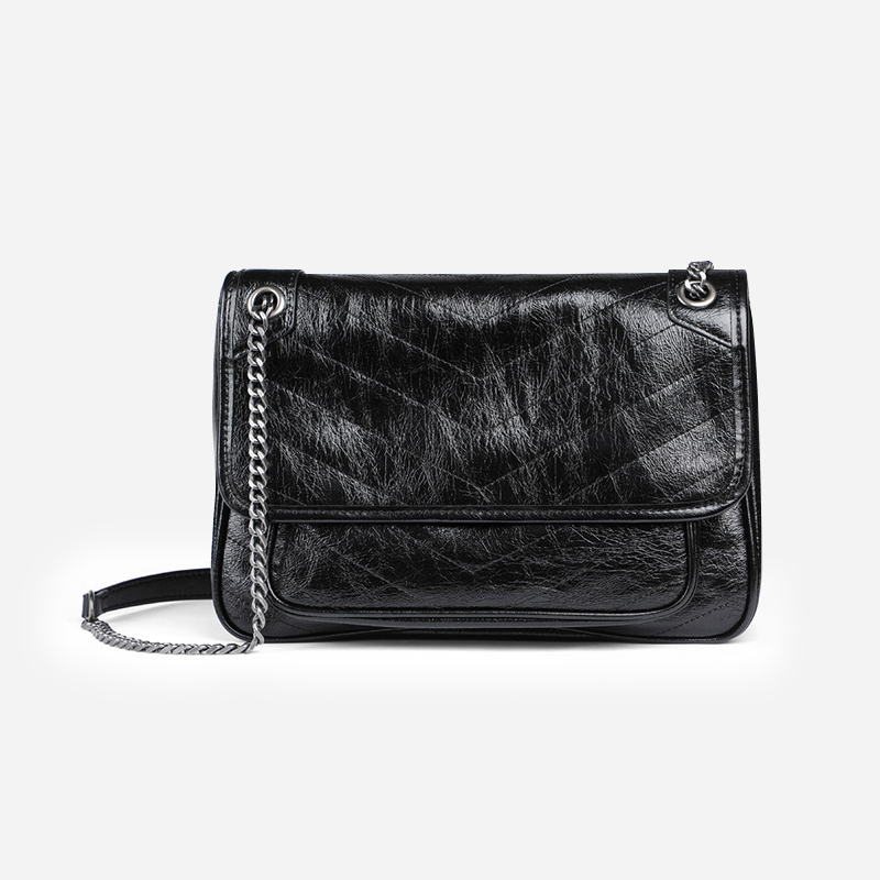 Oil wax leather chain bag