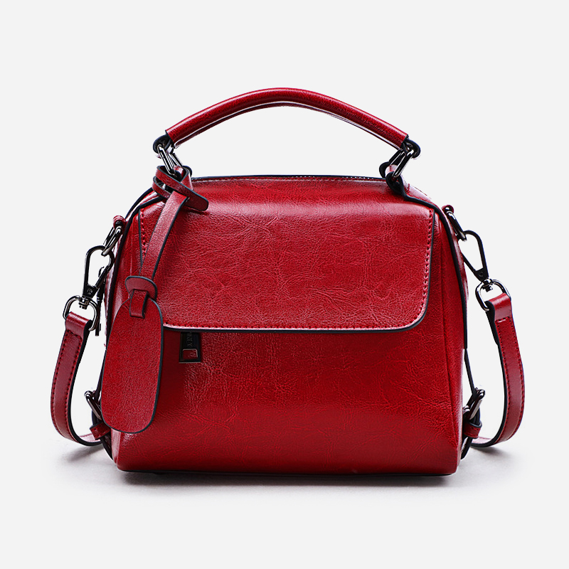 Fashion oil wax leather shoulder bag