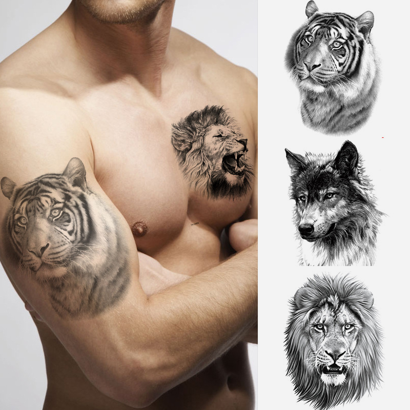 Tiger, wolf and lion tattoo stickers