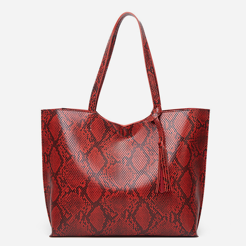 Snake print fashion handbag