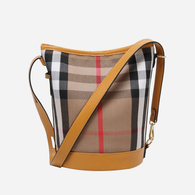 Canvas plaid bucket bag