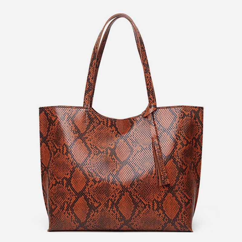 Snake print fashion handbag