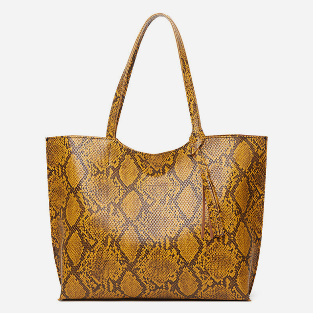 Snake print fashion handbag