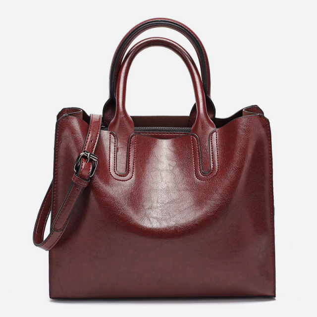 Vintage oil wax leather tote bag