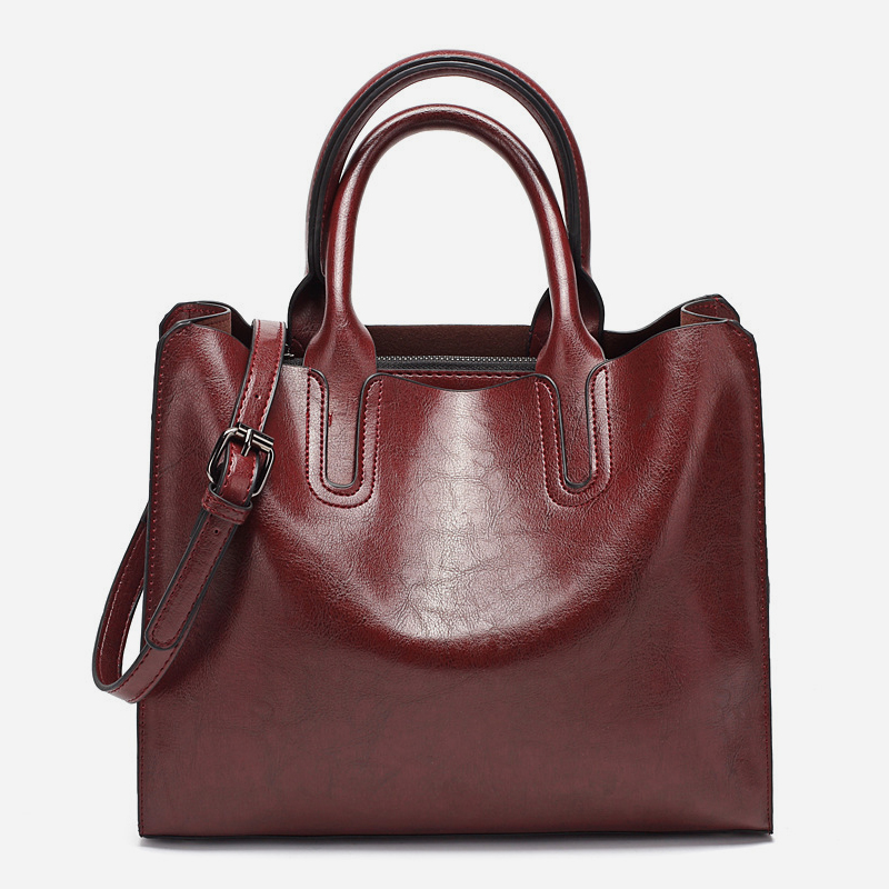 Vintage oil wax leather tote bag