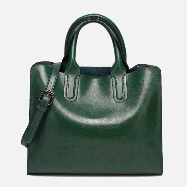 Vintage oil wax leather tote bag