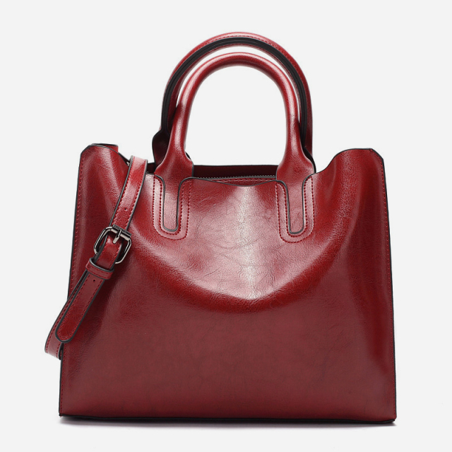 Vintage oil wax leather tote bag