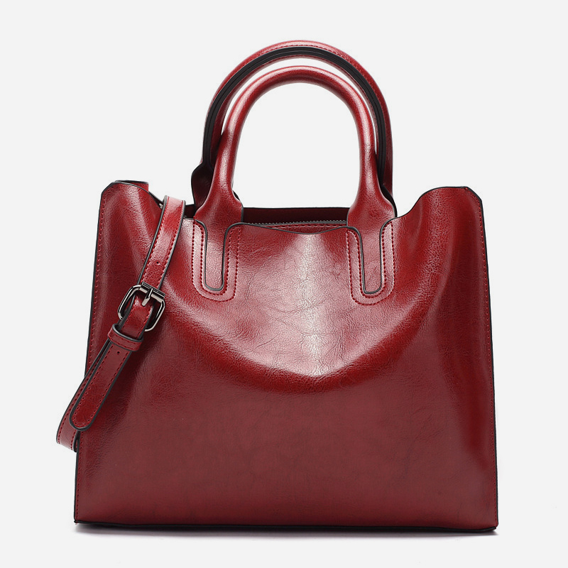 Vintage oil wax leather tote bag
