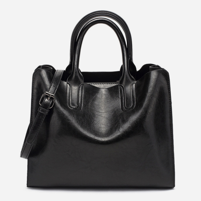 Vintage oil wax leather tote bag