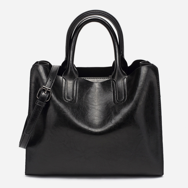 Vintage oil wax leather tote bag