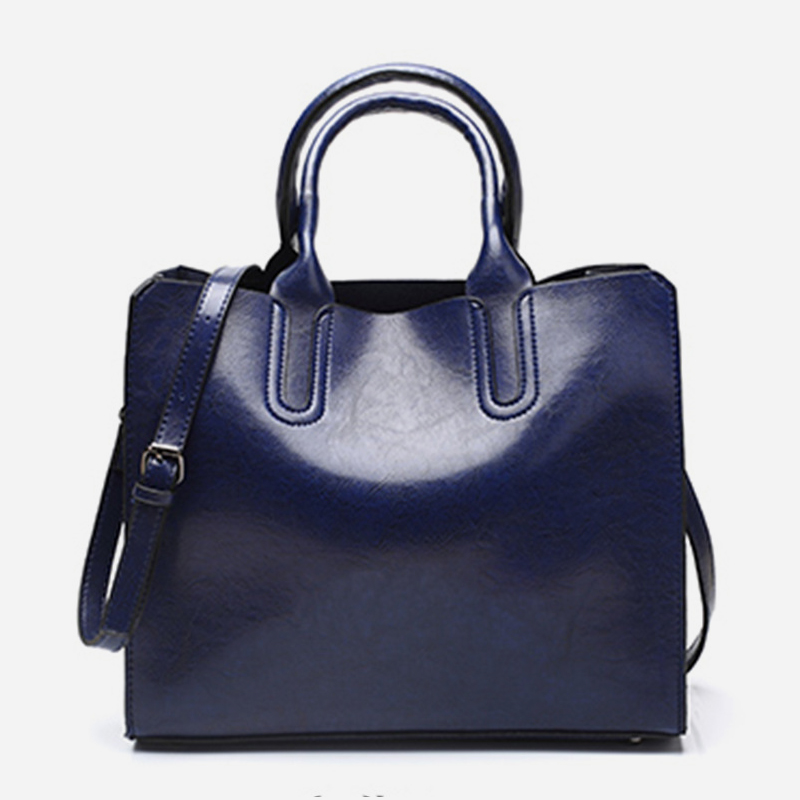 Vintage oil wax leather tote bag