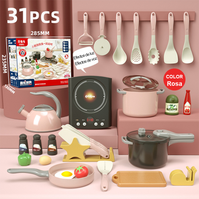 Children's play house kitchen toys girls cooking induction stovetop stir-fry fruits and vegetables cut and play knife frame cookware
