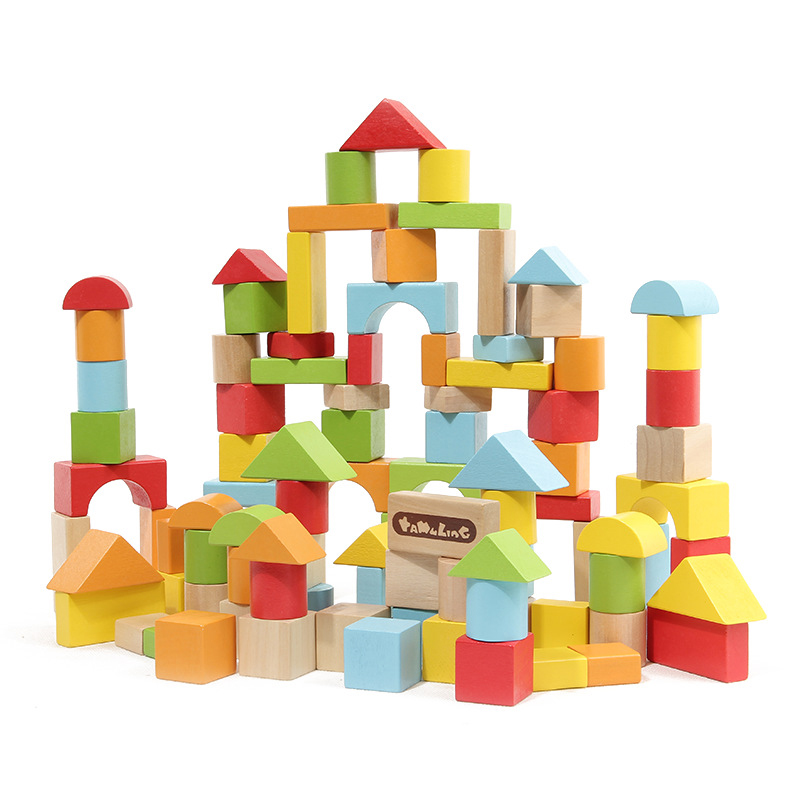 Wooden children's building blocks wooden particles assembled boys baby toys educational early education intelligence kindergarten gift