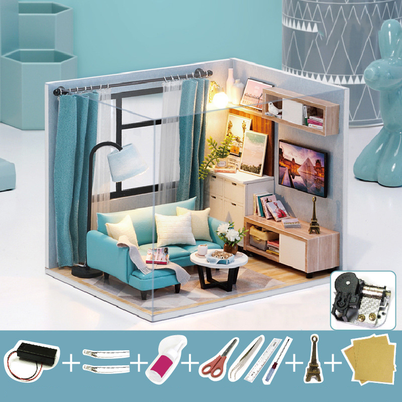 Wisdom fun house handmade diy hut model mini small house creative girl birthday gift children's toys