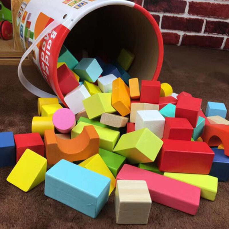 Wooden children's building blocks wooden particles assembled boys baby toys educational early education intelligence kindergarten gift