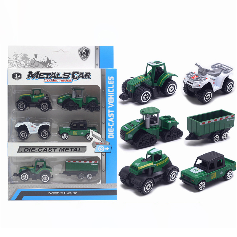 1:64 alloy car model 6-piece set engineering car farmer car tank cross-border Amazon hot toys